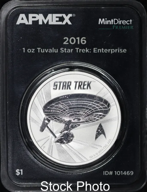 2016-P Tuvalu $1 Star Trek Enterprise 1 oz .999 Fine Silver Coin in APMEX Holder