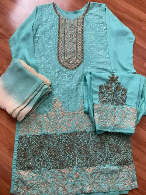 Indian Pakistani 3 pc stitched dress for women party dress medium