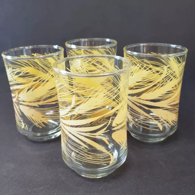 Four (4) Libbey Golden Wheat 6 oz. Juice Glasses Vintage 1970s