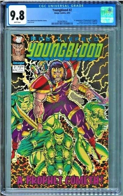 Youngblood #2 CGC 9.8 WHITE PAGES 1st app Prophet GREEN VARIANT Movie coming!