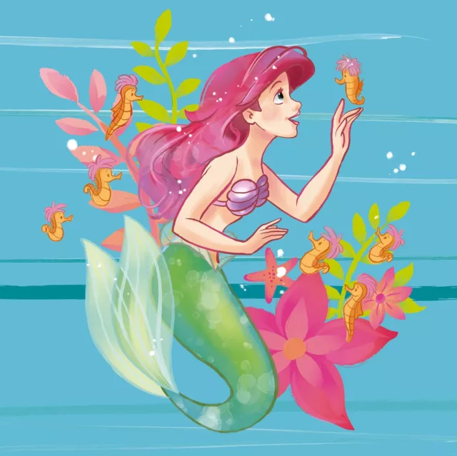 Disney Pintado Ariel Pequeño Amigos Pared Mural 250x280cm Azul Dormitorio Niña