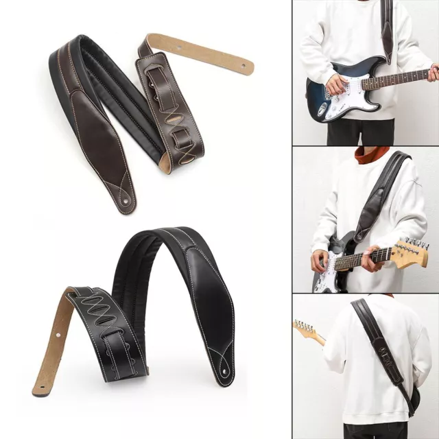 Elegante cinturino da cintura per chitarra in pelle nera per basso acustico