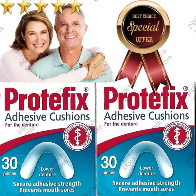 2 Pack x 30 Protefix Adhesive Cushions - Denture Pad For The Lower Jaw