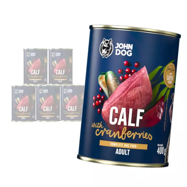 John Dog ADULT Kalbfleisch mit Preiselbeeren 6x 400g Dose