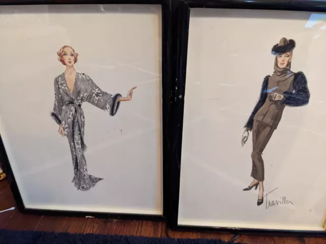 2 - Rare Signed Travilla Work of Art Fashion Design Costumes Designer Sketches