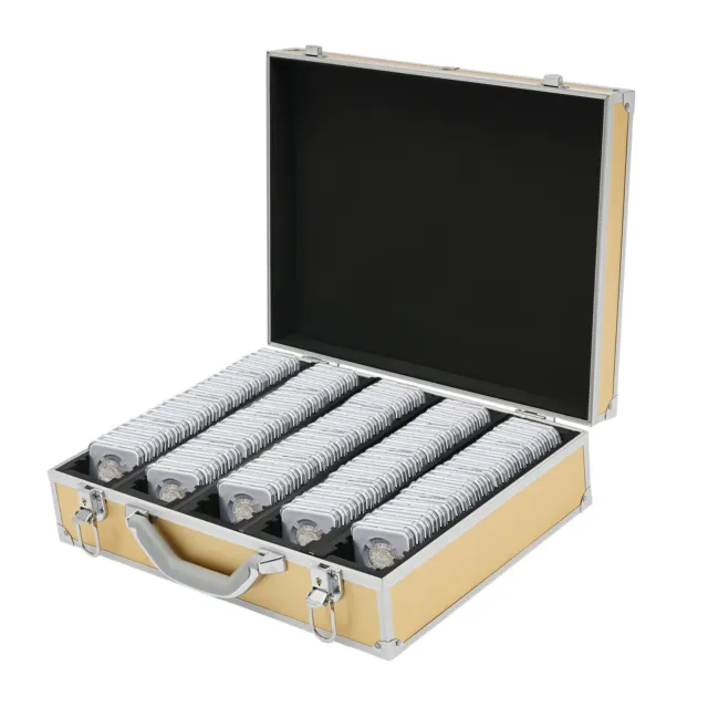 Storage & Display Aluminum Alloy Box Case Holds 100 Coin Holders Slabs Gold US