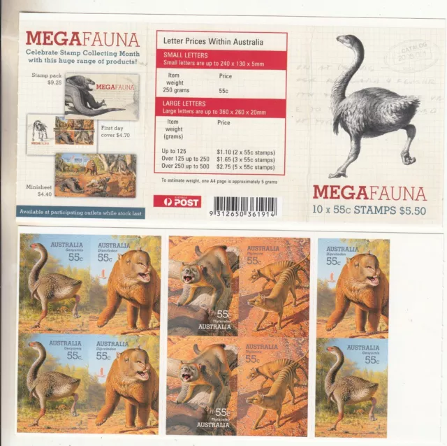 2008 Mega Fauna: Dinosaurs $5.50 S/A stamp Booklet  MUN/MNH.