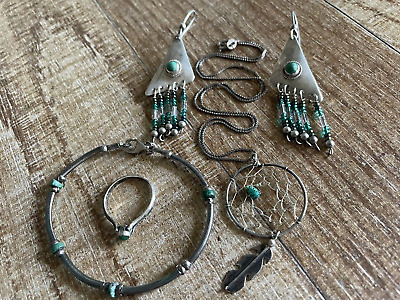 Vintage Southwest Sterling Silver Turquoise??? Jewelry Lot