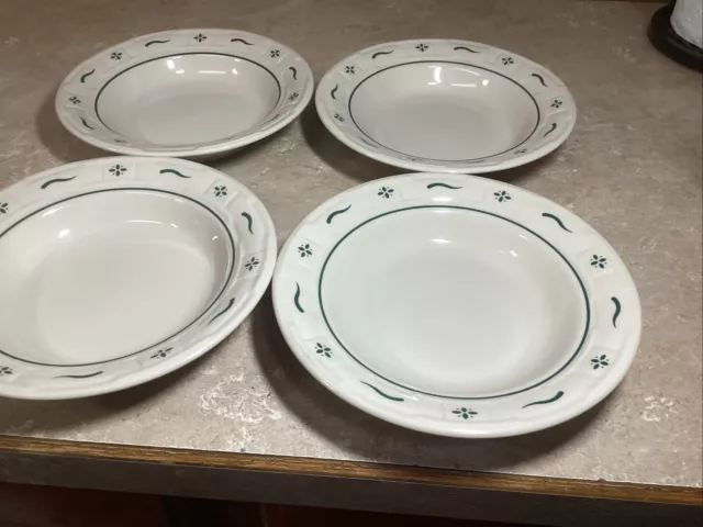 4 Longaberger Woven Traditions Heritage  Green 8” Soup/salad Bowls