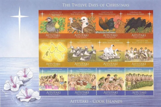 Aitutaki 2011 - Twelve Days of Christmas - Large Sheetlet - MNH