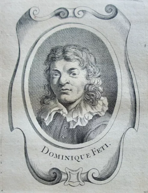 FETI DOMINIQUE (1589-1663) PORTRAIT GRAVURE DE 1745 , né à ROME, PEINTRE BAROQUE