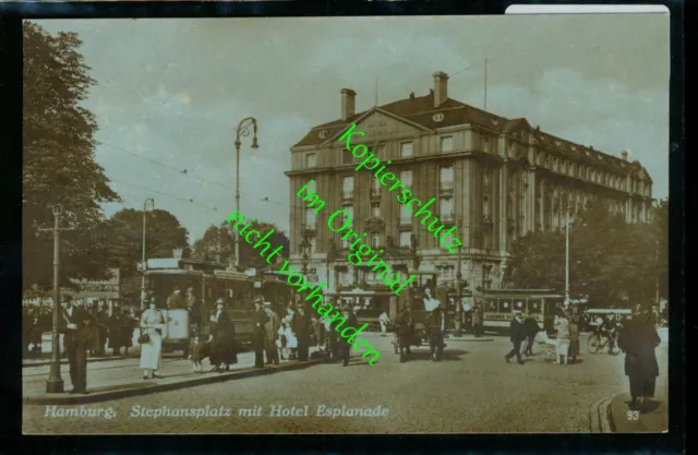 AK HAMBURG - Hotel Esplanade Straßenbahn, Kutsche, gelaufen 1929 - AA33