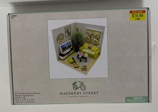 MAYBERRY STREET MINIATURES DIY Dollhouse Studio Apartment 1:18 Scale $15.99  - PicClick