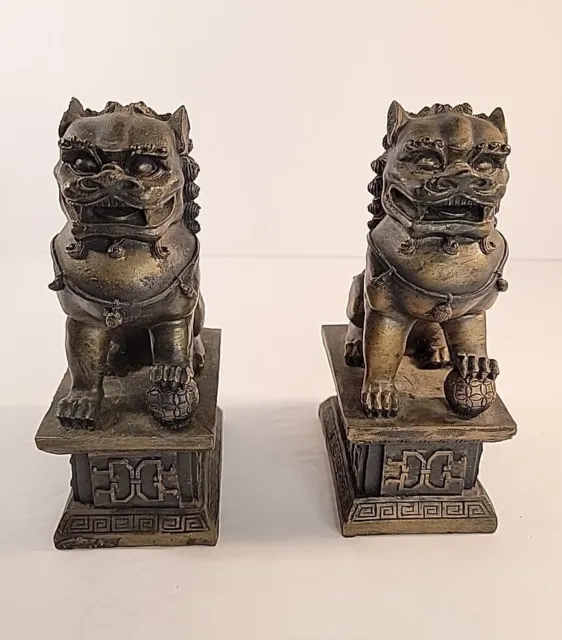 Foo Dogs Guardian Lion Statues - Pair of Fengshui Fu Dogs Figurine