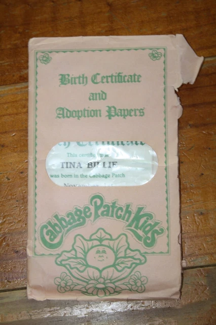 CABBAGE PATCH KIDS vintage girl s birth certificate 18.00