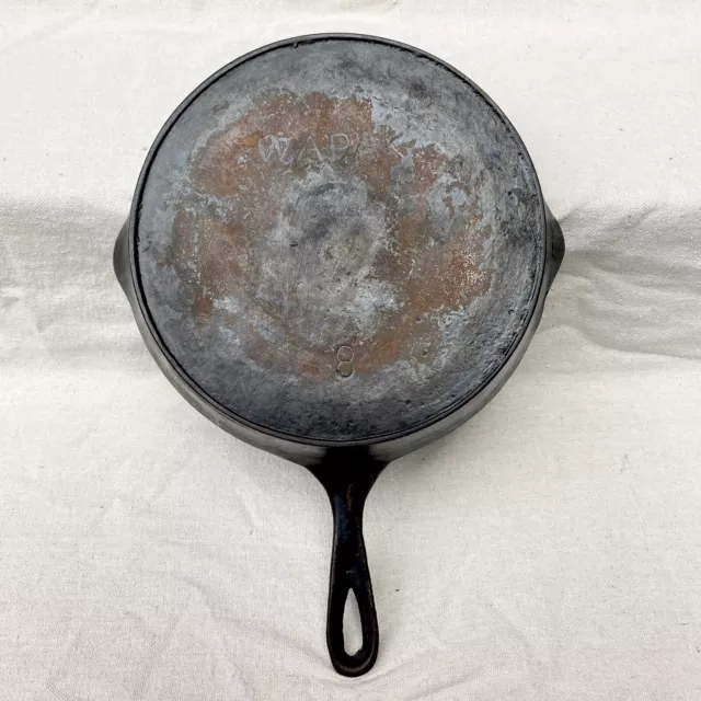 Wapak Cast Iron Skillet No. 8 with Heat Ring Vintage Antique Frying Pan