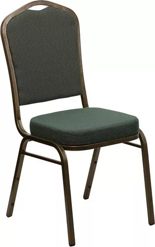 10 PACK Banquet Chair Green Patterned Fabric Restaurant Chair Crown Back Stack