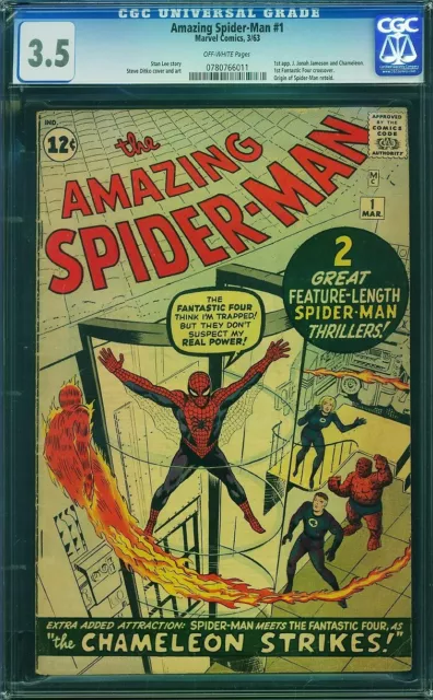 Amazing Spider-Man # 01, Marvel 3/1963, CGC 3.5, 1st Spider-Man in his own title