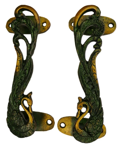 Peacock Shape Victorian Antique Style Handcrafted Brass Door Handle Home Decor