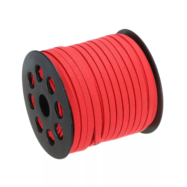 49.21 Yards 5mm Flat Suede Cord Leather String for DIY Crafts Red 1 Roll