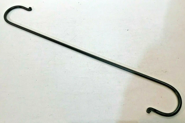 Hand Bent Black 24" Wrought Iron S Hook Vintage Style Plant Garden Curled Ends