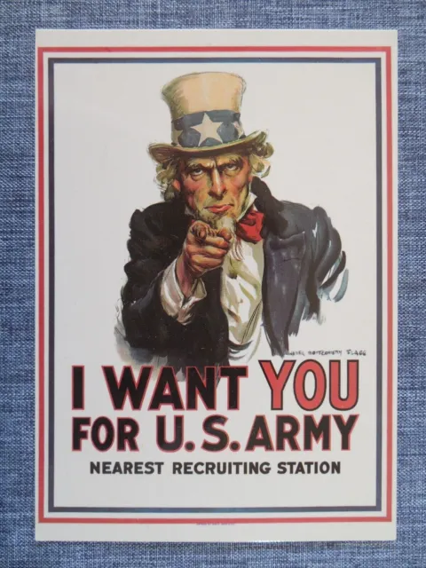 Uncle Sam WWI Army Recruitment Poster 1983 Vintage Postcard unposted Military