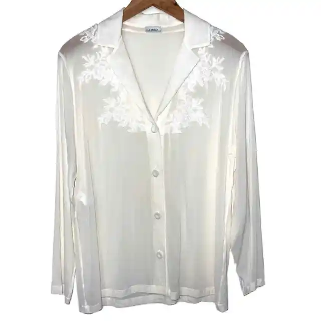 La Perla Silk Lace Appliqué Button Up Shirt