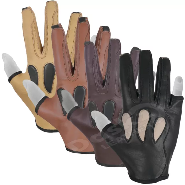 ITALIENISCHER PREMIUM BOGENSCHÜTZEN LEDER 3 VOLLFINGER rechte Hand Handschuh ""TOP QUALITÄT HANDSCHUH 3