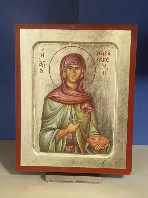 Saint Paraskevi -Greek Russian Orthodox Handmade Wooden Cared Icon ~8x10