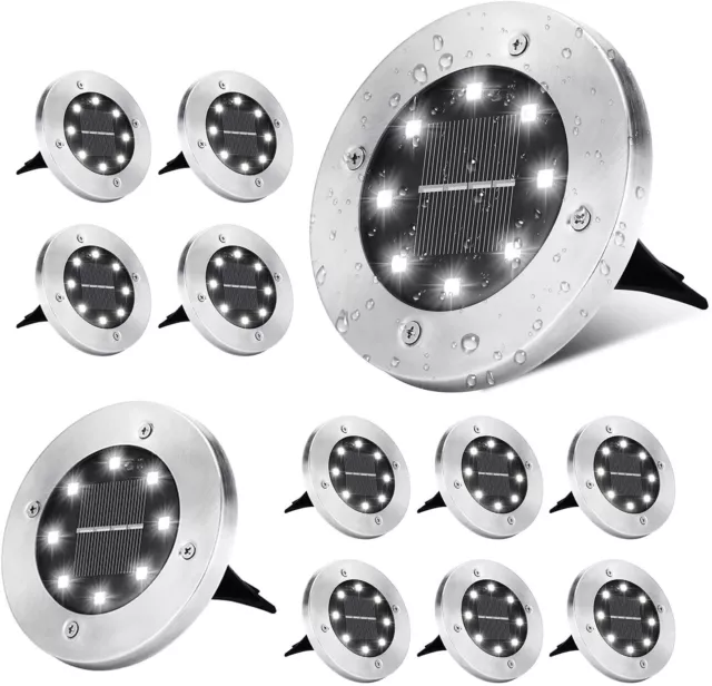 4/8/12 PCS Solar Ground Disk Lights Outdoor Path Garden Buried Light Waterproof