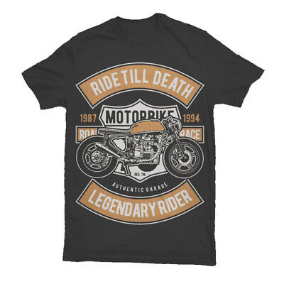 T Shirt Motorbike Mens Biker Bike Racer Motorcycle Cafe Motorcycles S-3XL