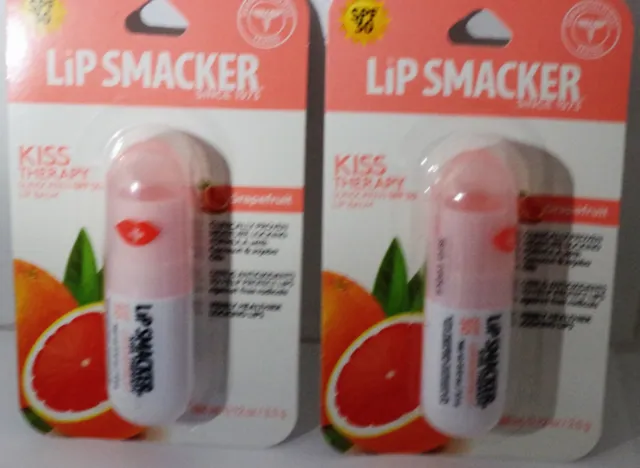 2X Lip Smacker kiss Therapy Sunscreen SPF 30 Lip Balm-Grapefruit  NEW IN PACKAGE