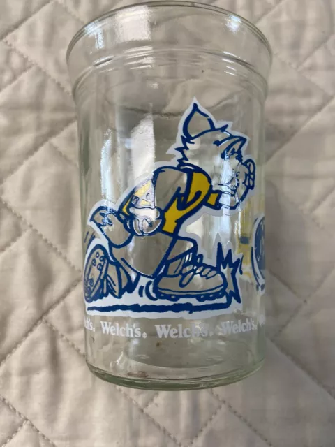Vintage 1991 Tom and Jerry Soccer Welch’s Jelly Jar Drinking Glass 4" Tall