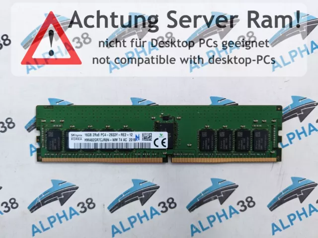 SK Hynix 16 GB DDR4-2933 PC4-23466U-R HMA82GR7CJR8N-WM 2Rx8 1.2 V Server RAM