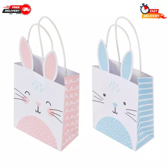 6 Piece Easter Bunny Loot Bags Easter Bunny Print with Ears Detail - Assorted AU