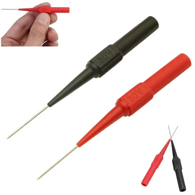 2pcs Multimeter Test Lead Probe Extention Back Piercing Needle Tip Test Probes