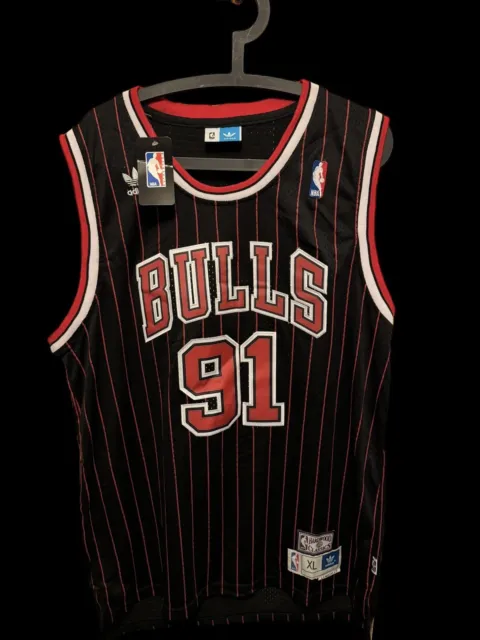 Dennis Rodman Chicago Bulls Adidas Nba Jersey #91 Hardwood Classics Stripes Xl