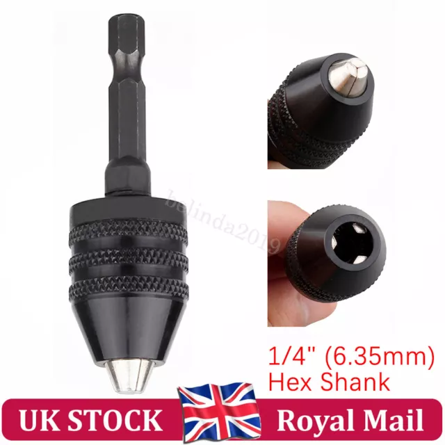 1/4" Shank Hex Keyless Drill Chuck Screwdriver Bit Adaptor For Impact Driver UK