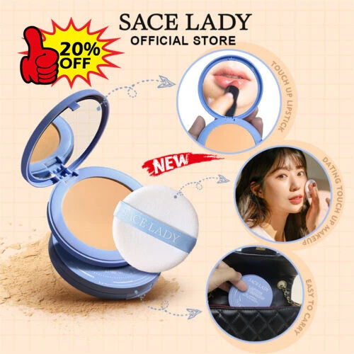 ❤SACE DAMA Base en polvo prensado natural de larga duración Polvo de seda suave niebla❤