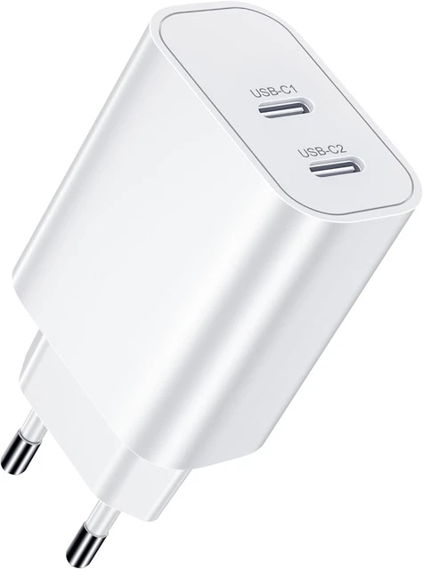 Chargeur USB C, 2-Ports 20W Chargeur Rapide USB C, USB-C Prise Type C Adaptateur