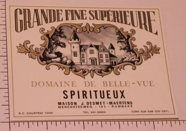 Vintage Grande Fine Superieure Domaine De Belle Vue Label European Liquor