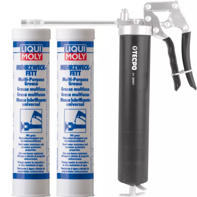 TECPO EINHANDFETTPRESSE FETTPRESSE + 2x 400g LIQUI MOLY UNIVERSAL MEHRZWECKFETT