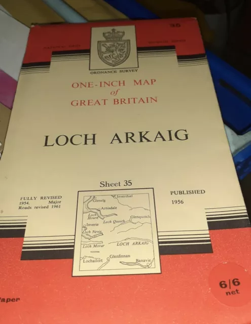 1956 Old OS Ordnance Survey Seventh Series One-Inch ,Map 35 Loch Arkaig