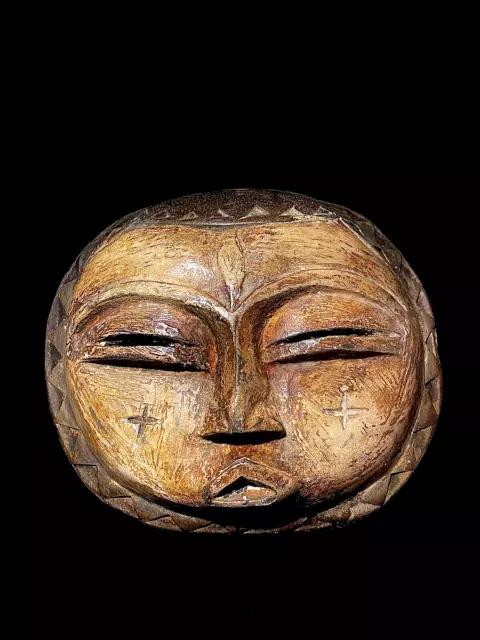 African Wooden Hand Carved Vintage Wall Mask Facial Mask Ekpo Eket- Mask-5013