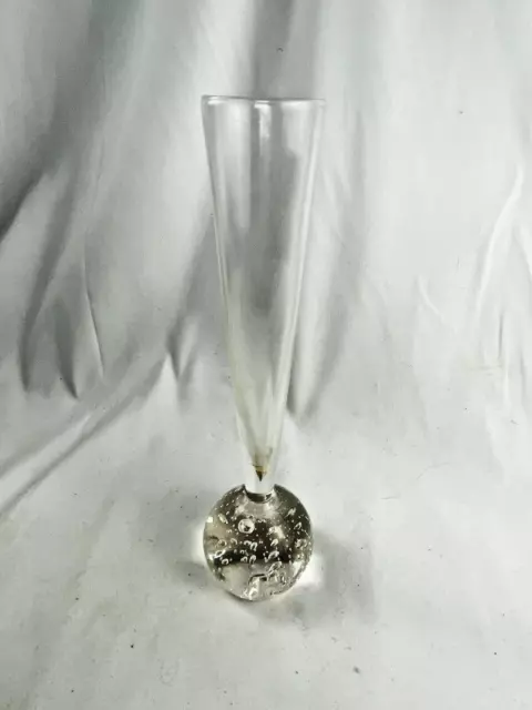 Bullicante Controlled Bubbles Clear Glass Bud Vase - 7 3/4" Paperweight Base