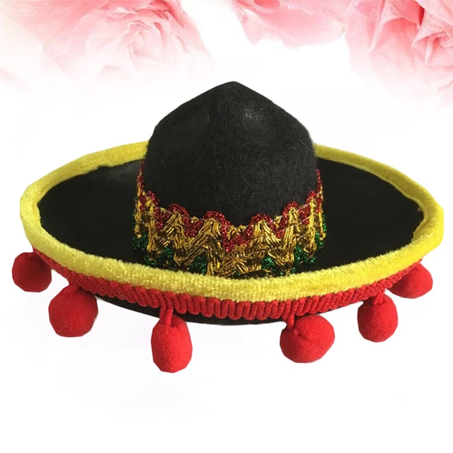 2 piezas Delicate Pet Mini Sombrero Estilo Mexicano Tejido Mascota Sombrero Adorno para el