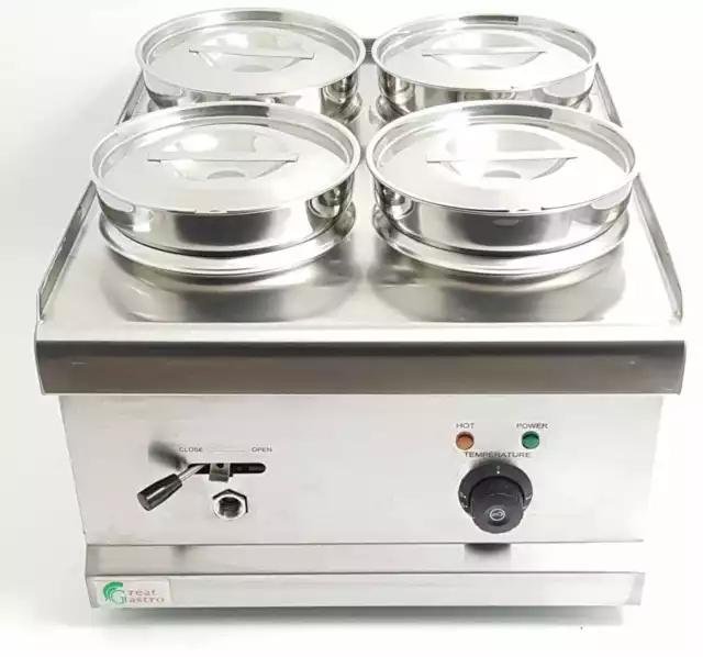 Bain Marie 4 Pot Wet Well  Food Warmer Electric Stainless Steel Commercial