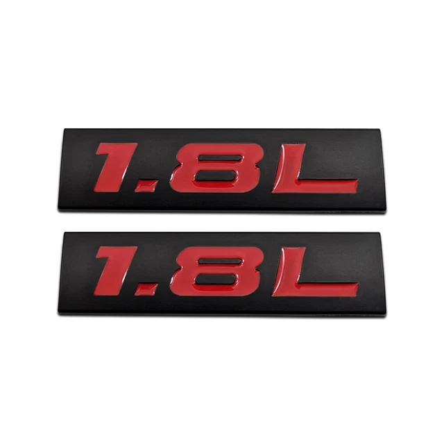 2x Black&Red Metal Car Fender 1.8L Emblem V6 V8 Engine Rear Trunk Logo 3D Badge