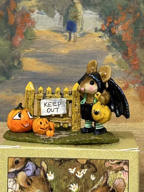 Wee Forest Folk M-345 Little Halloween Bat With Pumpkins. Retired Mint