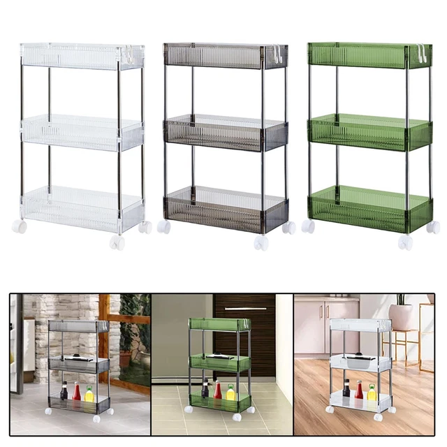 Chariot De Rangement Roulant 4 Niveaux - Rack à Roulettes Multifonction Pour Cuisine Et Bureau